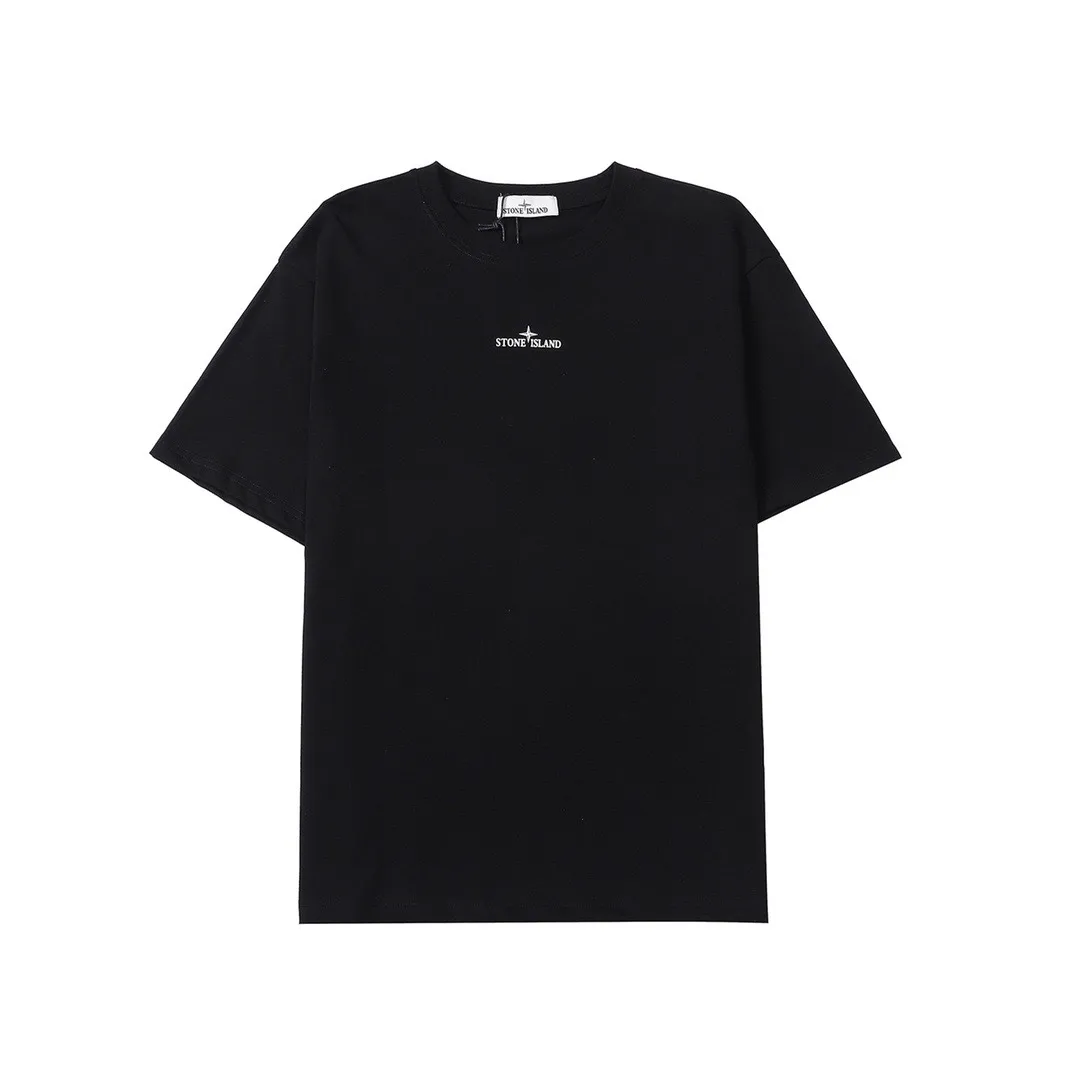 W620#P110💰 [Stone lsland/Stone Island summer new short-sleeved T-shirt with ruins compass print on the back] ⚠️[Original creation with high control of details] - Made of 260g combed cotton 32-count double yarn, soft and comfortable to the touch, sweat-absorbent and breathable. - Simple basic and versatile style, original single quality, the first choice for couples. - Made in a large factory, four needles and five threads on the shoulder, neat alignment, high quality workmanship. - Same style for men and women. Very versatile, one piece for everyone, details are clearly visible. Color: Black White Size: M L